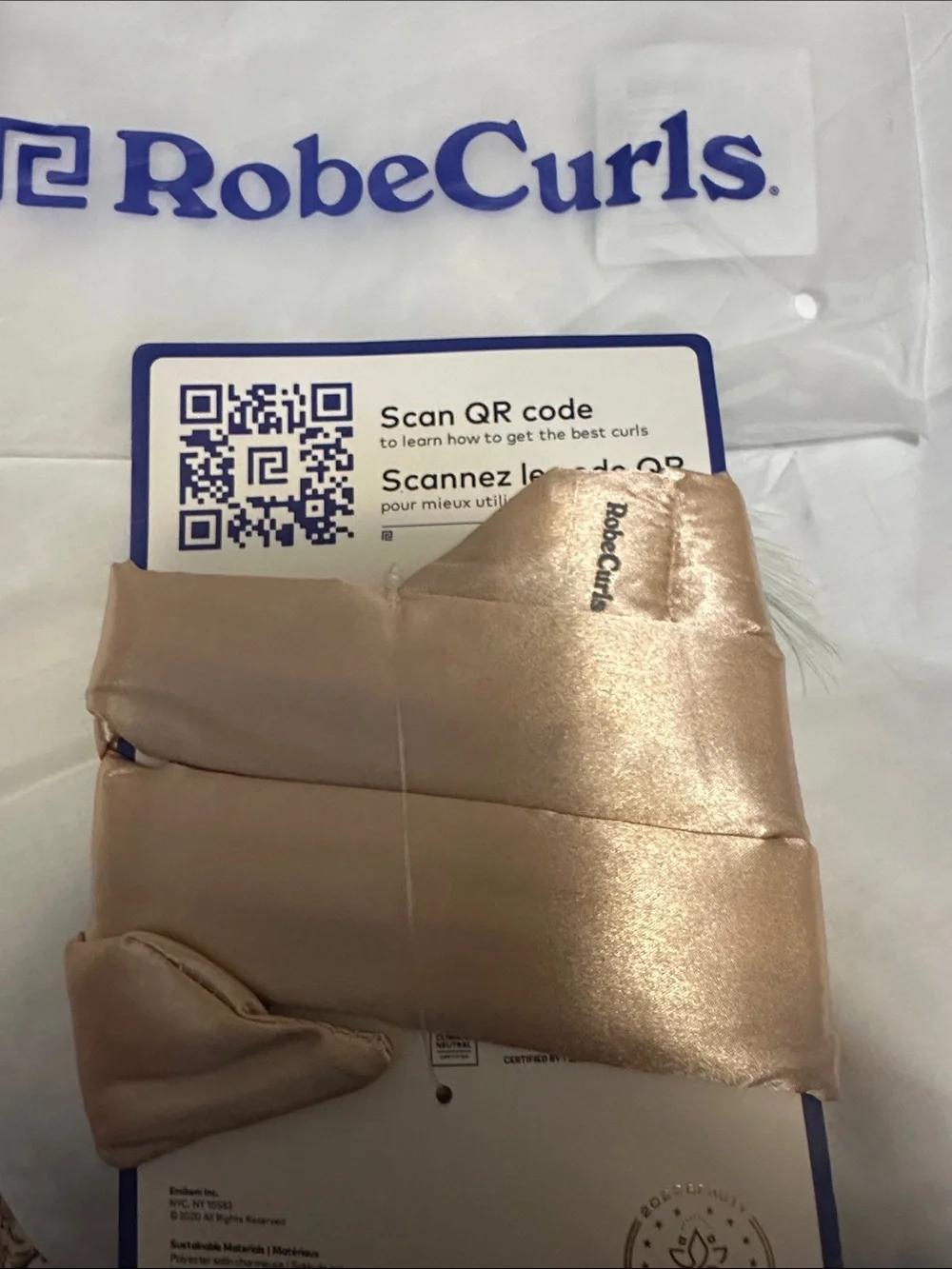 Satin Heatless Curling Headband in Champagne